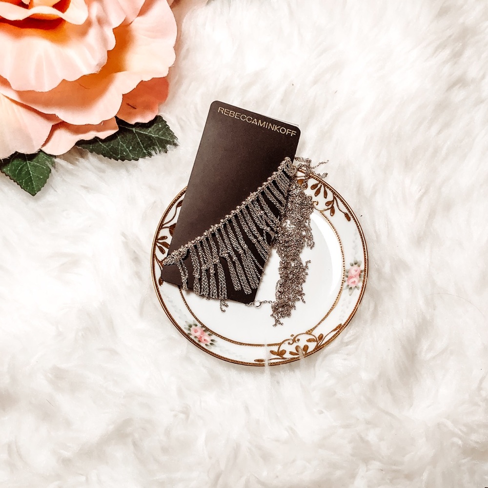 Rebecca Minkoff Silver Tone Fringe Anklet